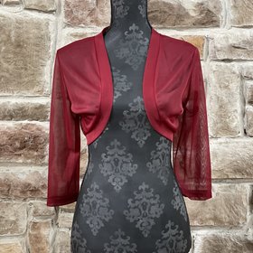 La Scala Burgundy Mesh Cropped Bolero