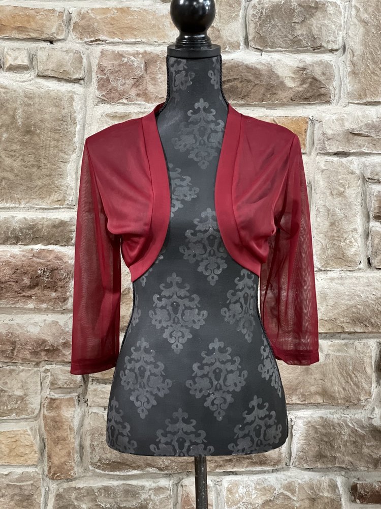 La Scala Burgundy Mesh Cropped Bolero