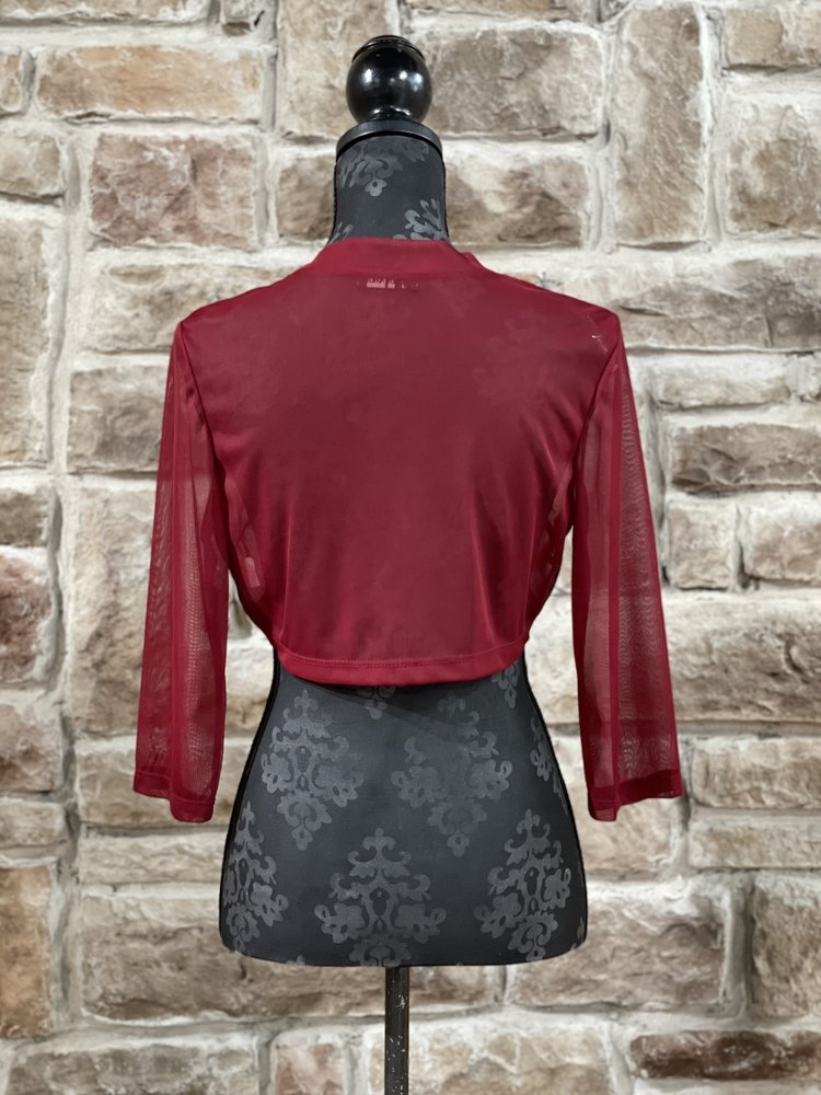 La Scala Burgundy Mesh Cropped Bolero