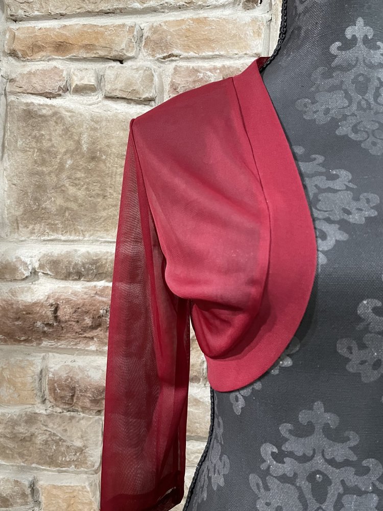 La Scala Burgundy Mesh Cropped Bolero