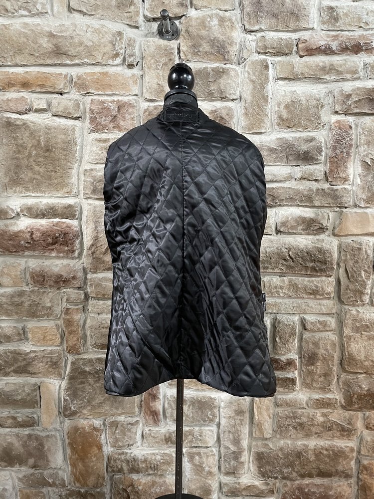 whetblu Black Leather Jacket w/ Hood and Fox Trim, Size XXL