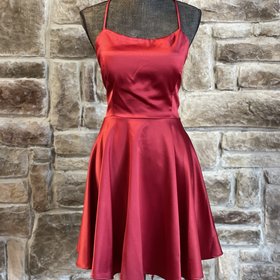 La Scala Deep Red Strappy Back Flare Dress