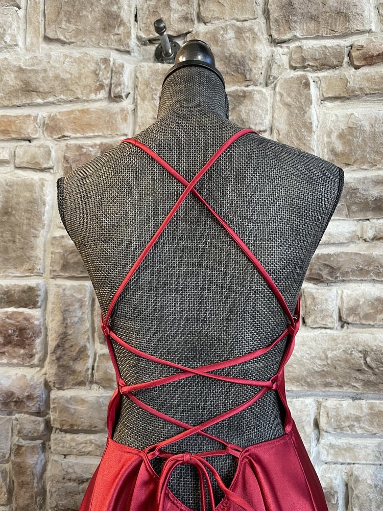 La Scala Deep Red Strappy Back Flare Dress