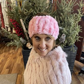 Pink Knitted Rabbit Headband, O/S