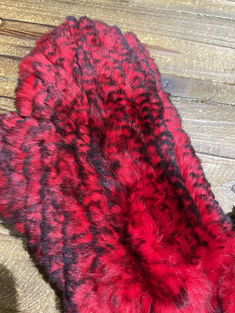 Red and Black Knitted Rabbit Mittens, O/S