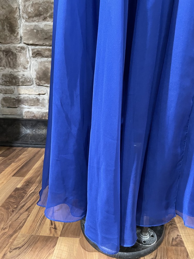 Mac Duggal Royal Blue Crystal Embellished Bodice Mesh Insert Gown, Size 10