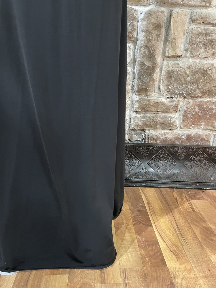 Jovani Black Crystal Embellished Deep V Mesh Gown, Size 00