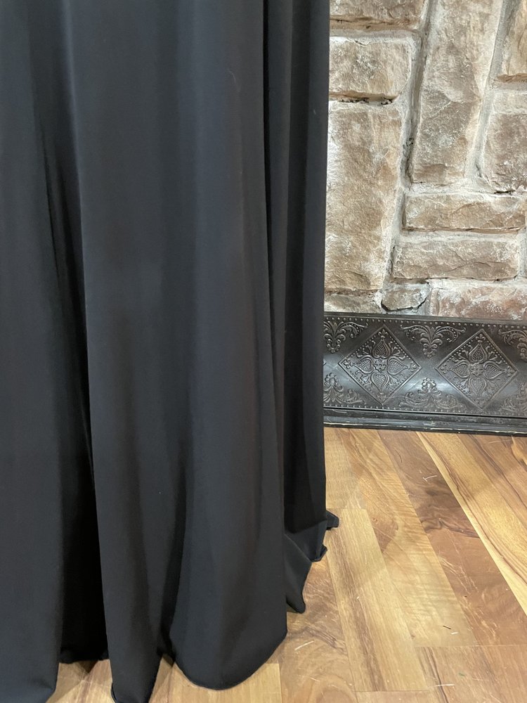 Jovani Black Pearl Embroidered Neck Mesh Gown, Size 00