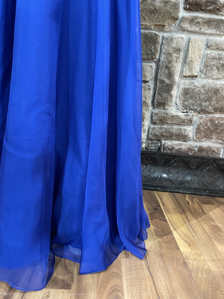 GiGi by La Femme Royal Blue Circle Embellished Strapless Gown, Size 0