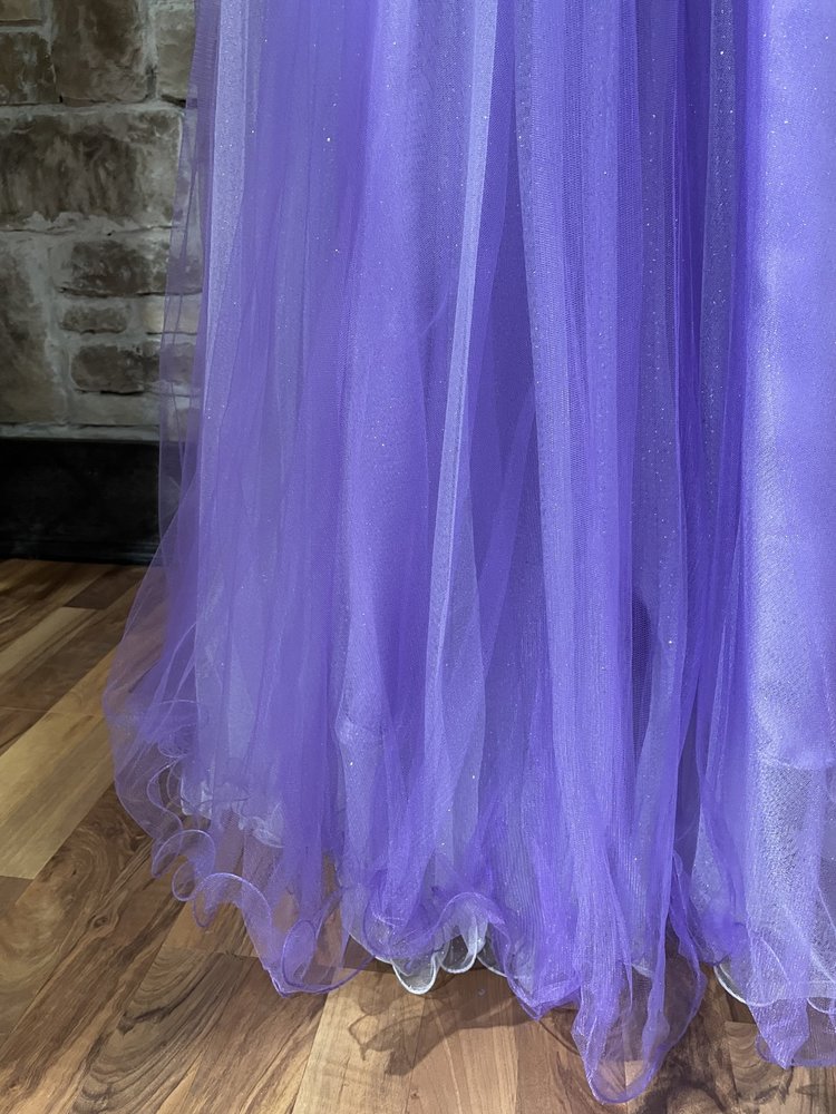 Tiffany Designs Purple Crystal Detail Halter Gown, Size 0