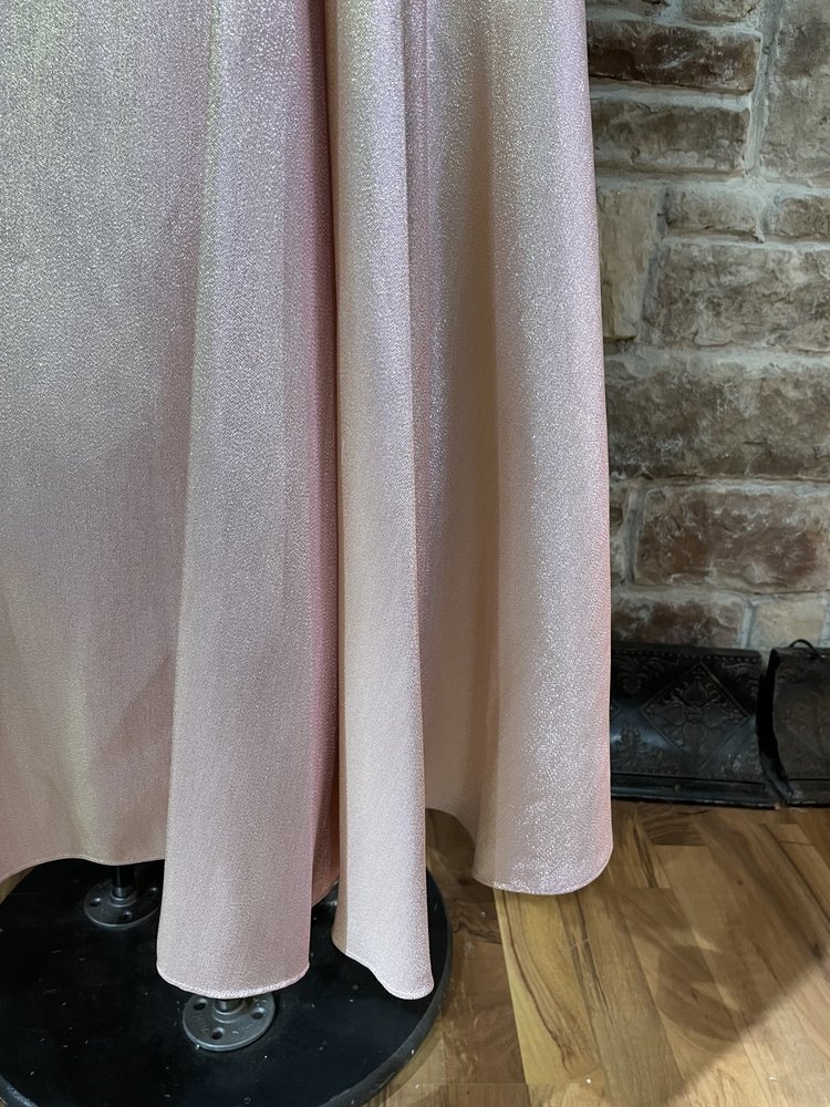 Blondie Nites Pink Shimmer Mesh Panel Gown w/ Pockets