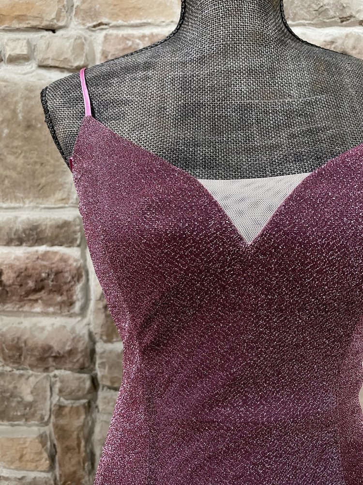 Crystal Doll Pink Shimmer Mesh Insert Corset Back Gown, Size 5/6