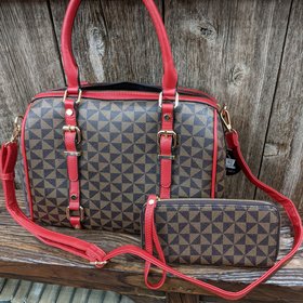 Red and Brown Louis Bag with Wallet