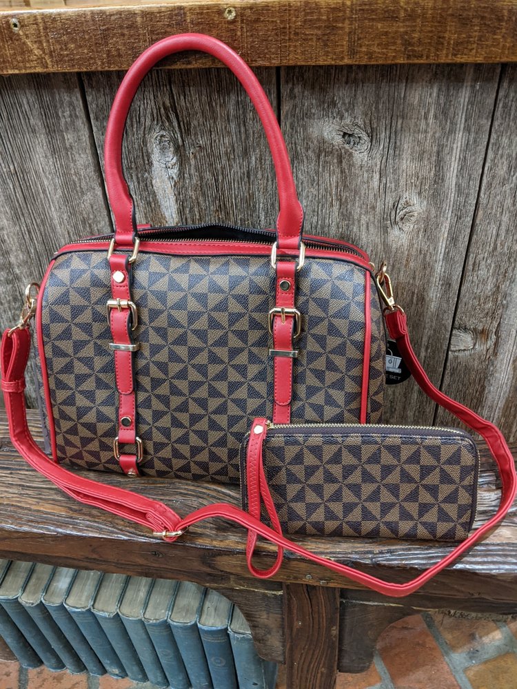 Red and Brown Louis Bag with Wallet