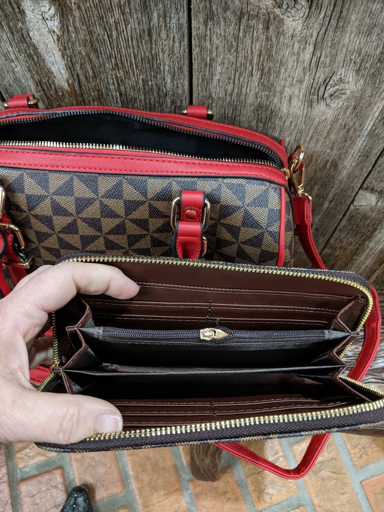 Red and Brown Louis Bag with Wallet