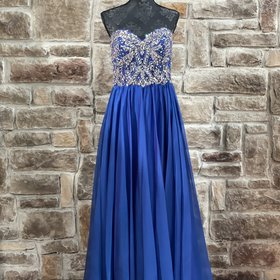 StudioI7 Royal Blue Crystal Embellished Chiffon Gown, Size 12
