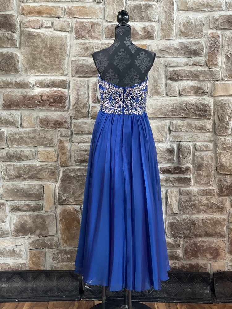 StudioI7 Royal Blue Crystal Embellished Chiffon Gown, Size 12