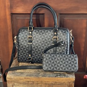 Black and Gray Louis Bag with Wallet