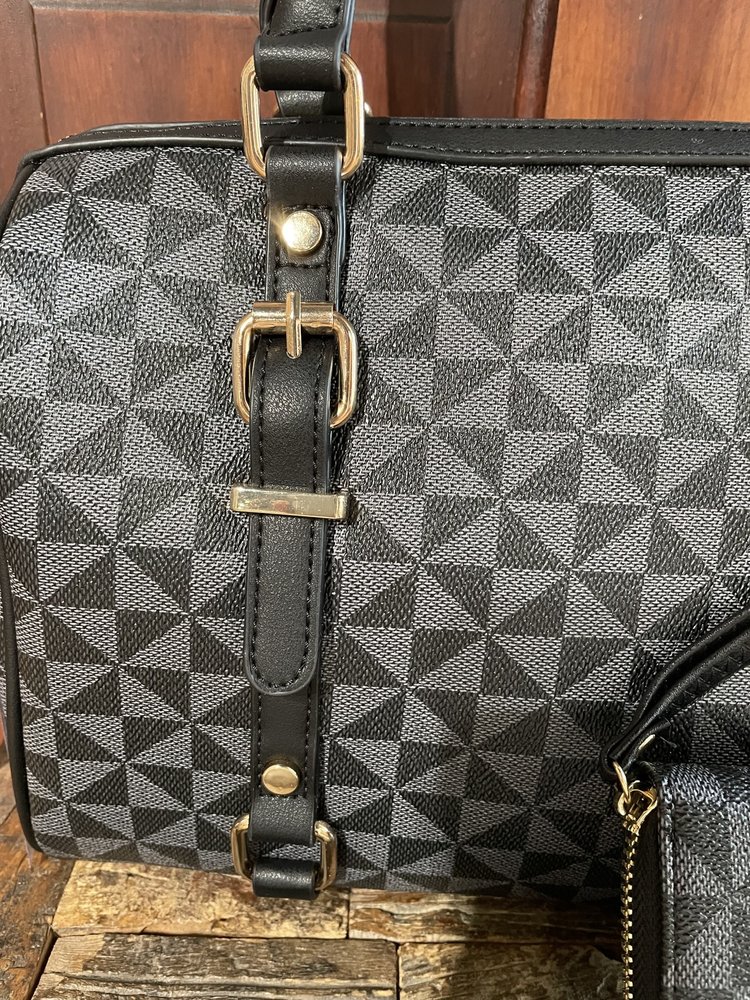 Black and Gray Louis Bag with Wallet