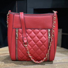 Red Quilt Leather Purse w/ Gold Hardware