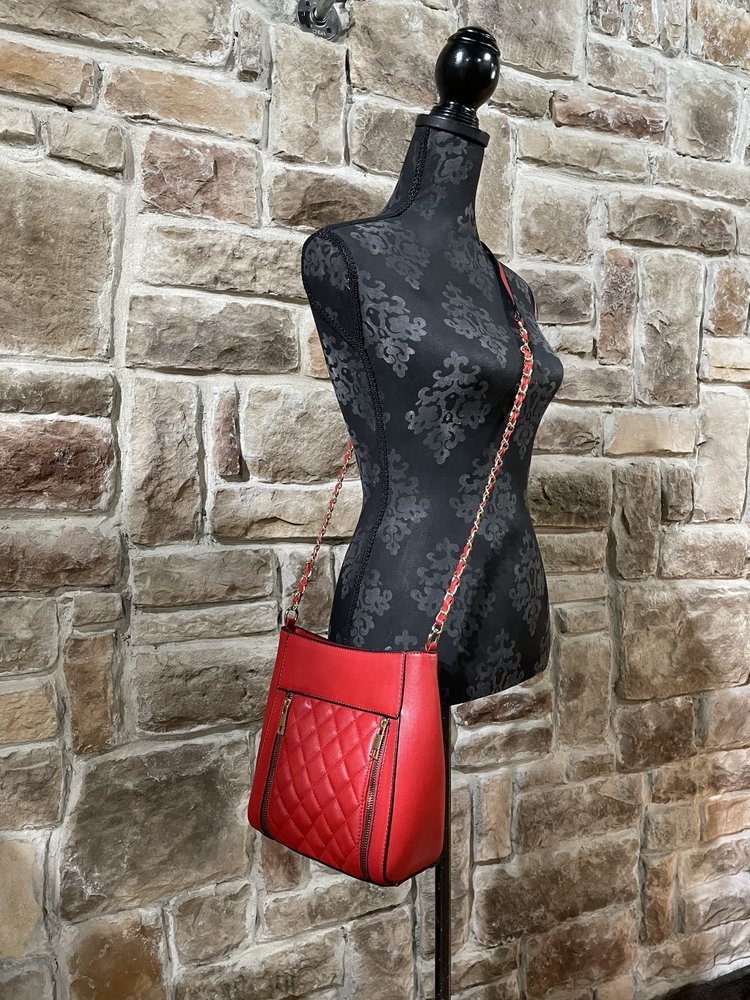 Red Quilt Leather Purse w/ Gold Hardware