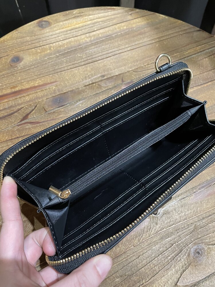 Black Faux Leather Wallet/ Crossbody