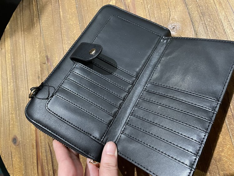 Black Faux Leather Wallet/ Crossbody