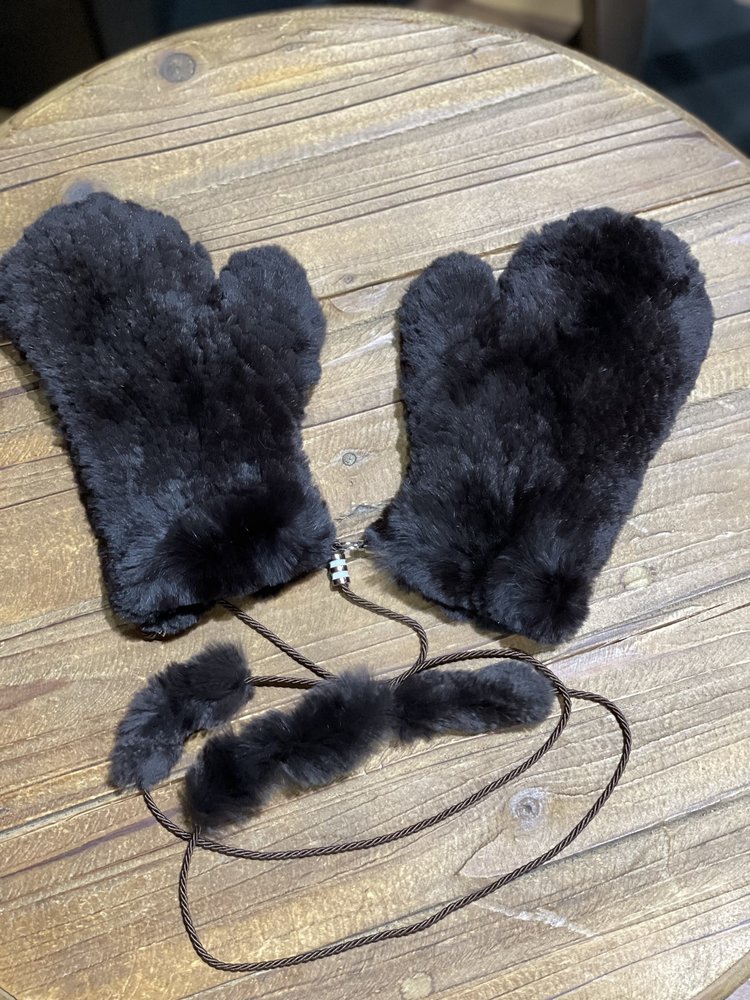 Chocolate Brown Knitted Rabbit Mittens, O/S