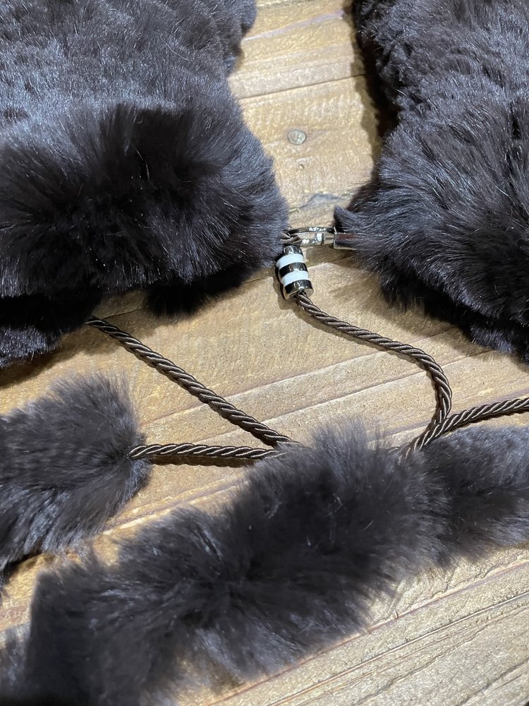 Chocolate Brown Knitted Rabbit Mittens, O/S