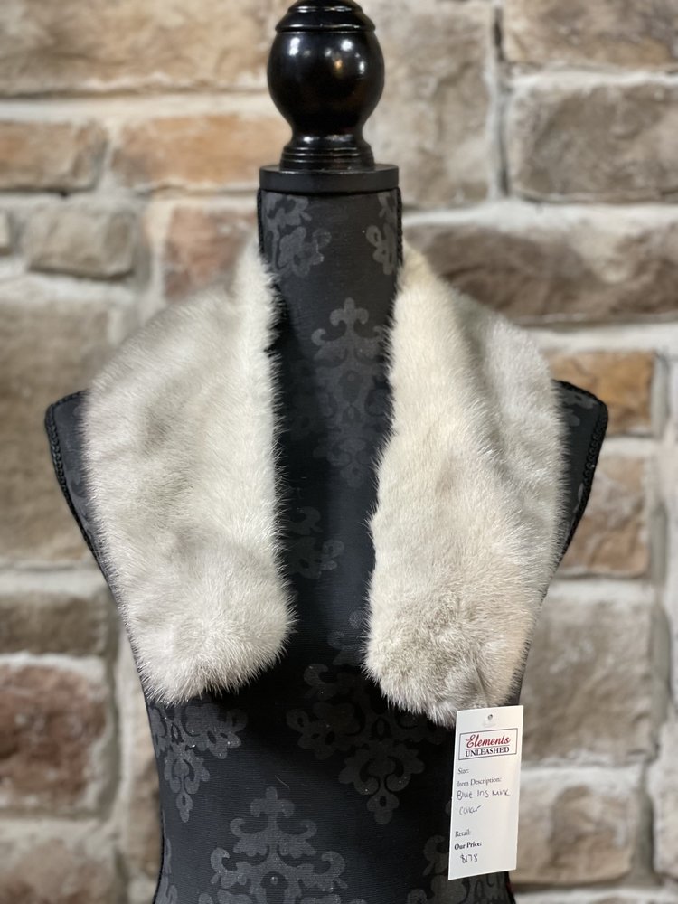 Blue Iris Mink Collar, Size OS