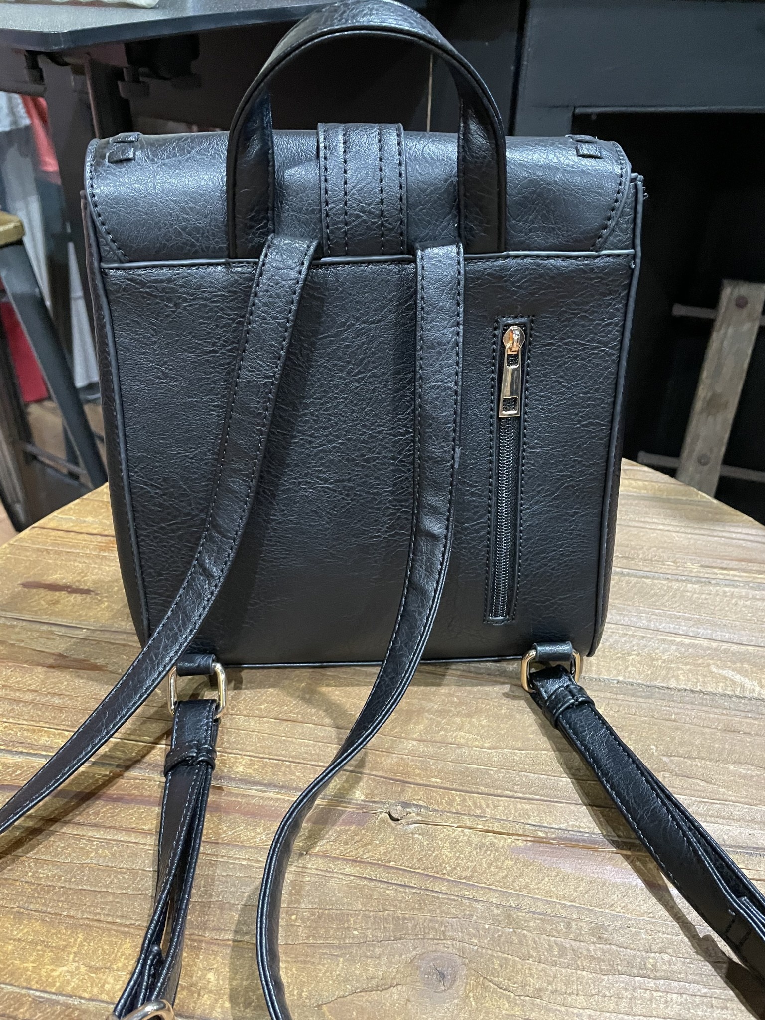 Black Vegan Leather Gold Hardware Backpack - Elements Unleashed