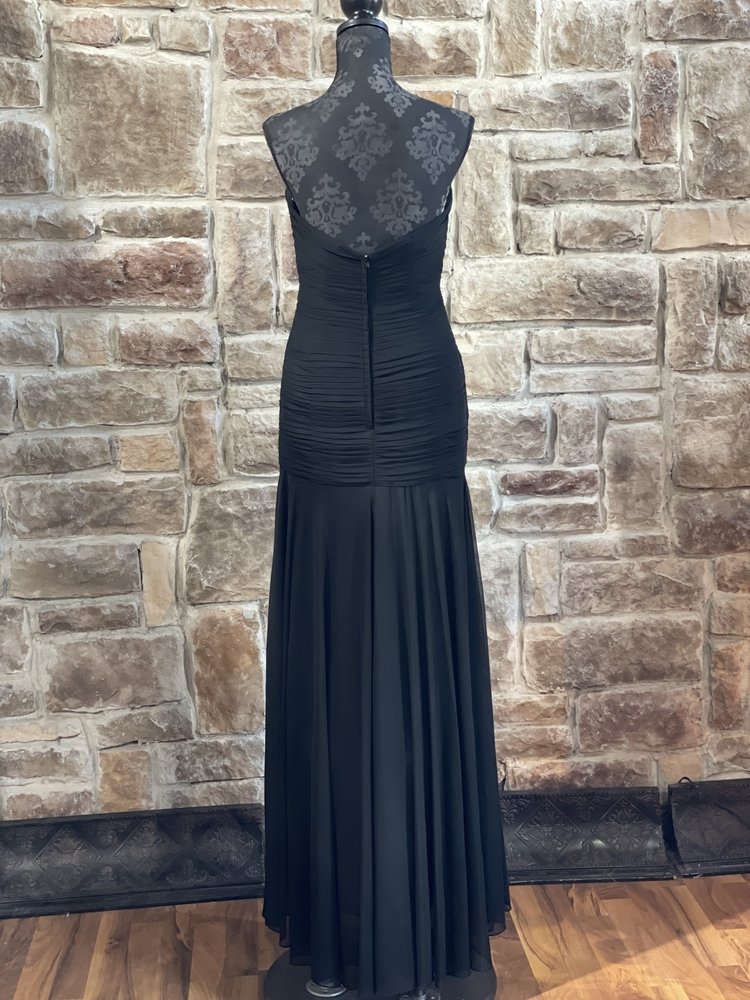 Serena London Black Ruched Strapless Brooch Gown, Size 6