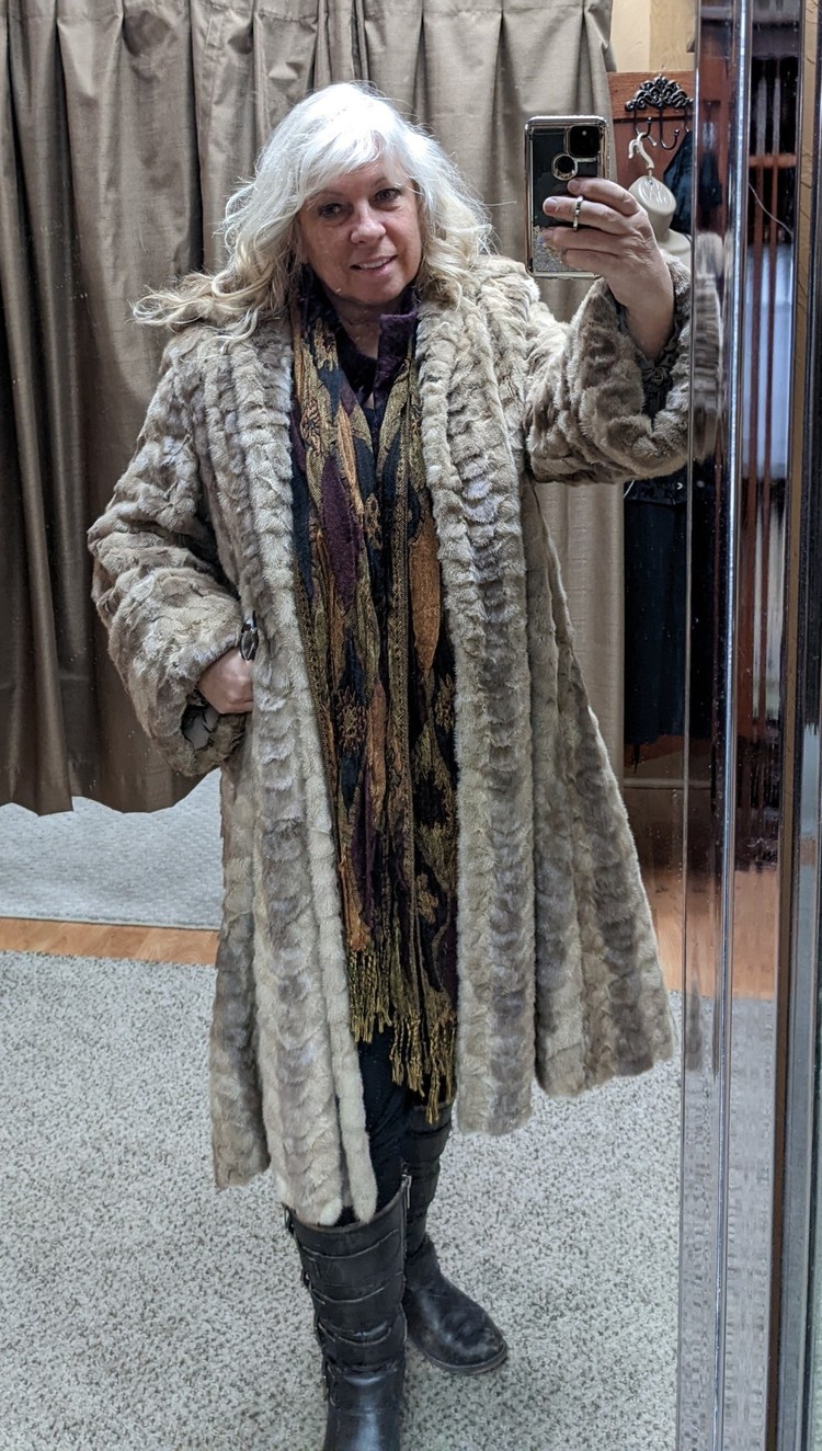 Krieck Furs Dawn Mink Paw Long Coat, Size L