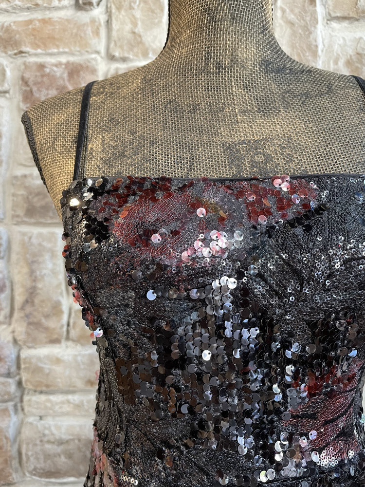 Guess Black and Red Sequin Mini Dress