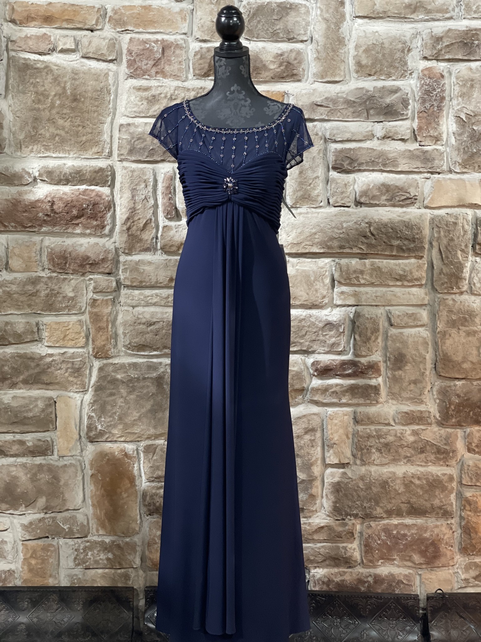 Navy Beaded Gown, Size 16 Navy Beaded Gown, Size 16