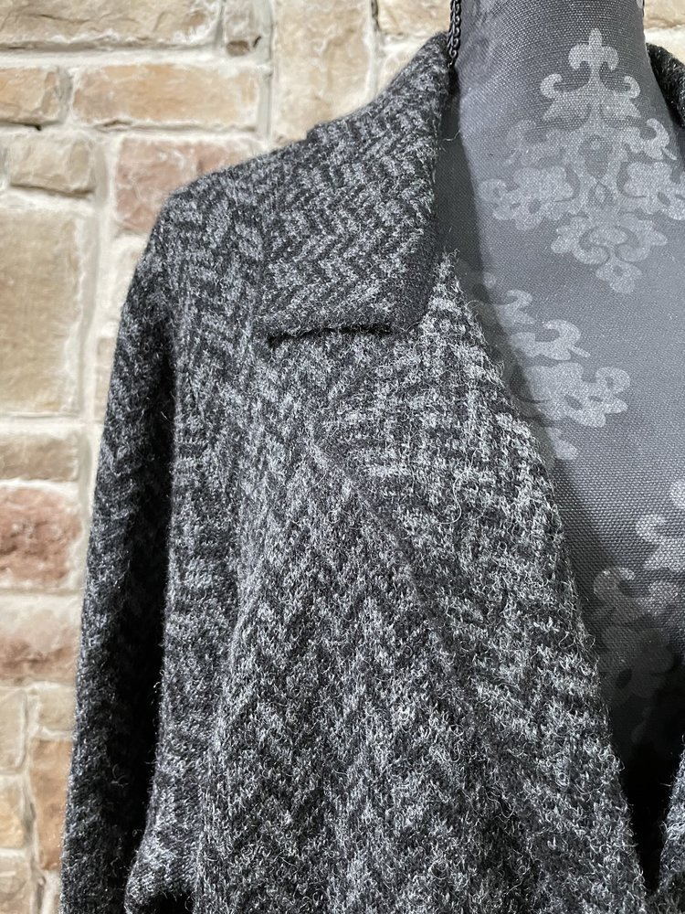 Black and Gray Wool Blend Cardigan, Size 3XL