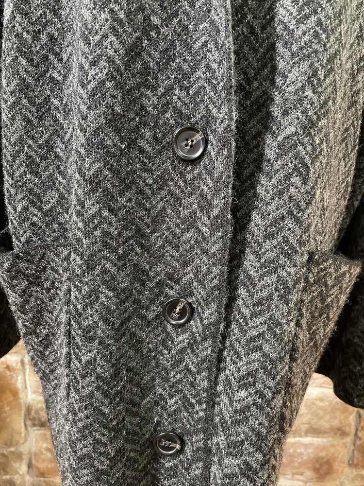 Black and Gray Wool Blend Cardigan, Size 3XL
