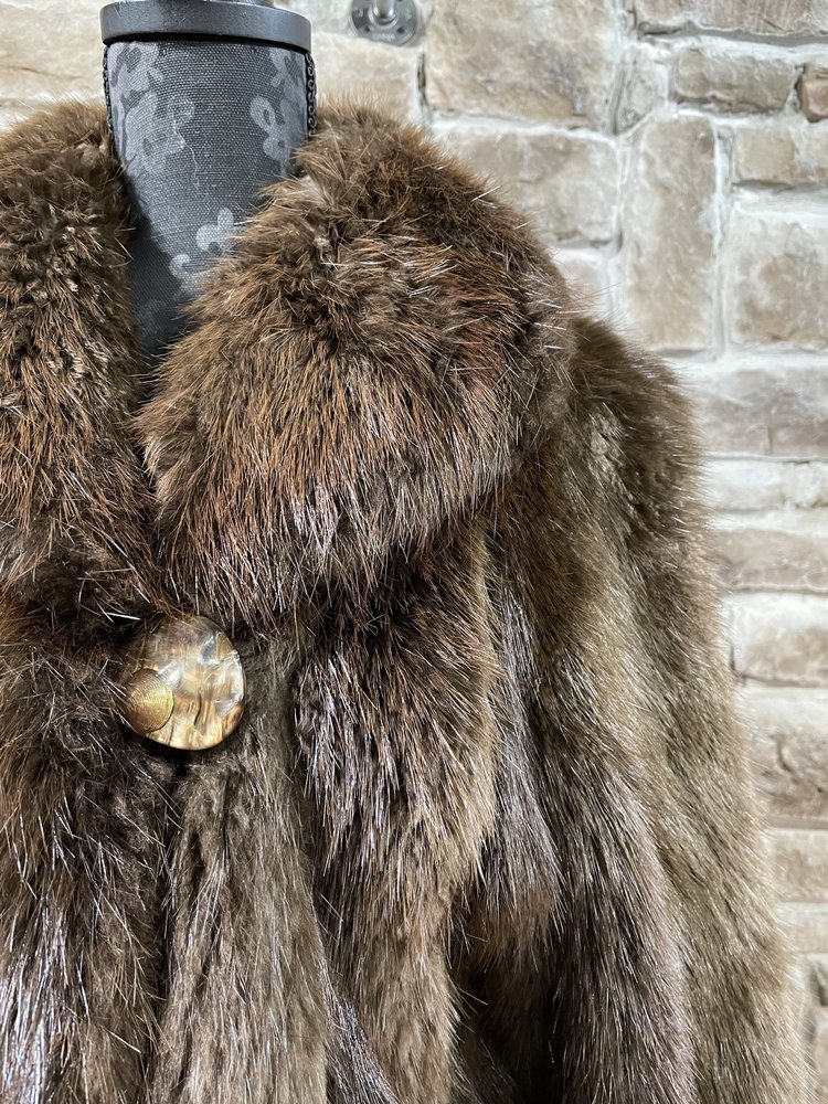 Furs of Distinction Beaver Long Coat w/ Peter pan Collar, Size M