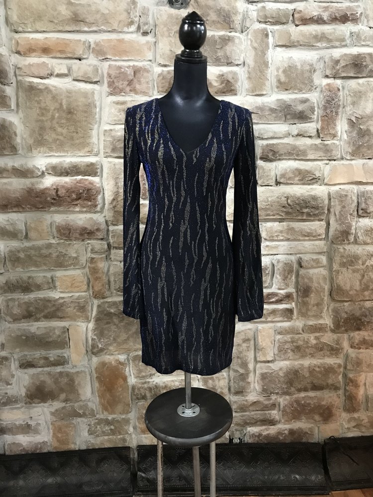 City Studio Blue with Gold A Line Dress