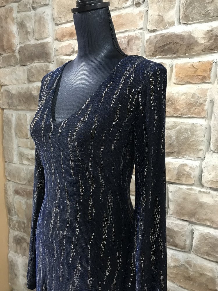 City Studio Blue with Gold A Line Dress