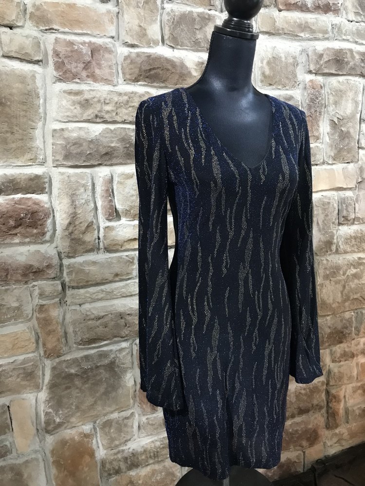 City Studio Blue with Gold A Line Dress