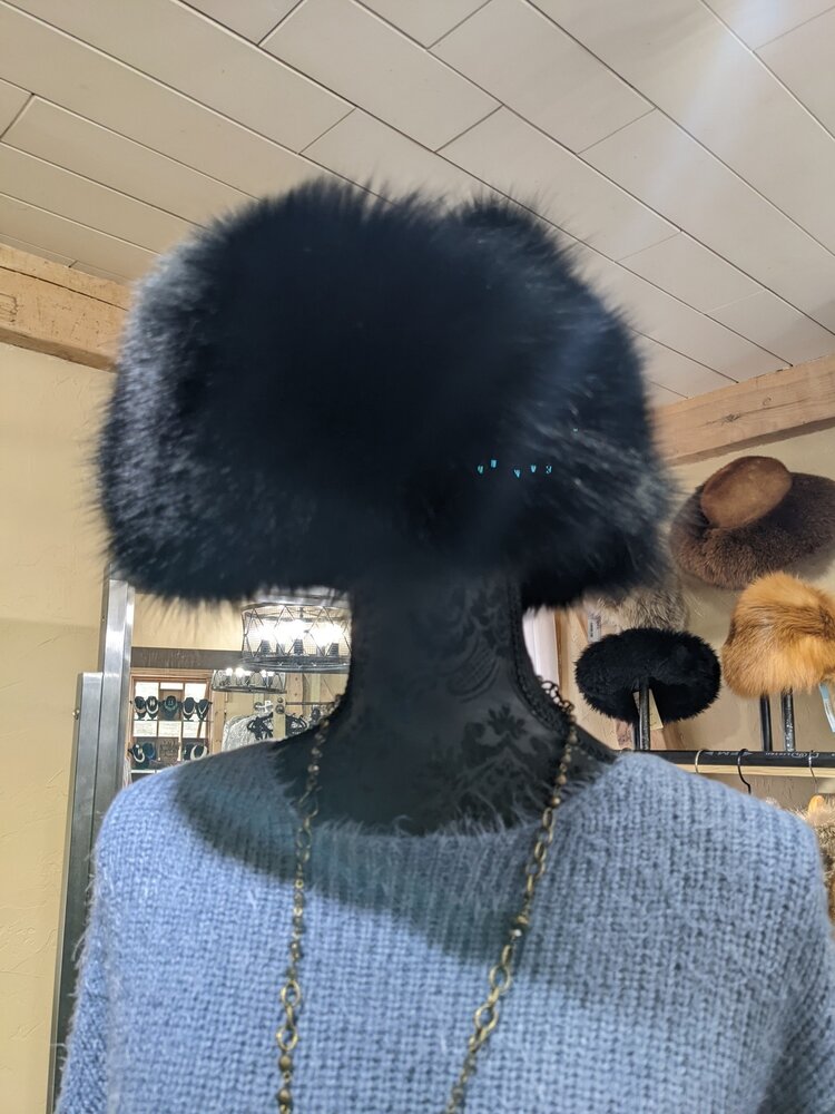Black Fox Trapper Hat, O/S