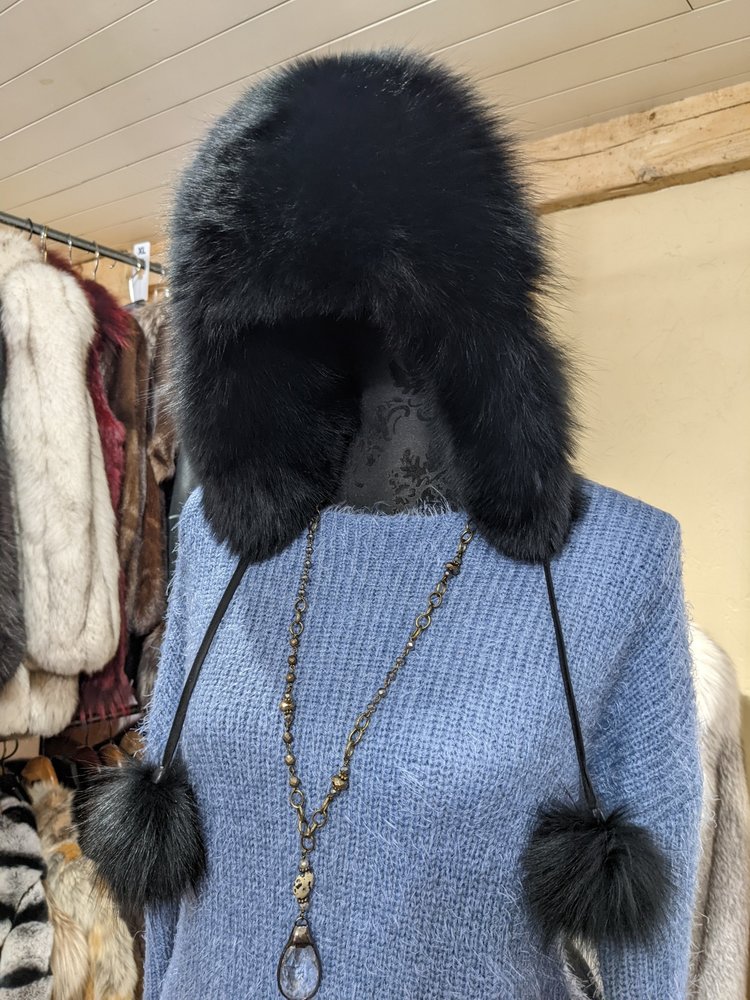 Black Fox Trapper Hat, O/S