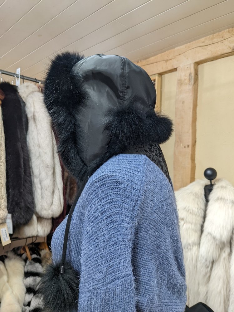 Black Fox Trapper Hat, O/S