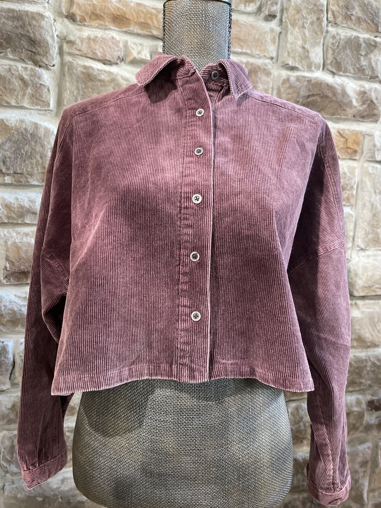 Blue B Plum Crop Corduroy Top