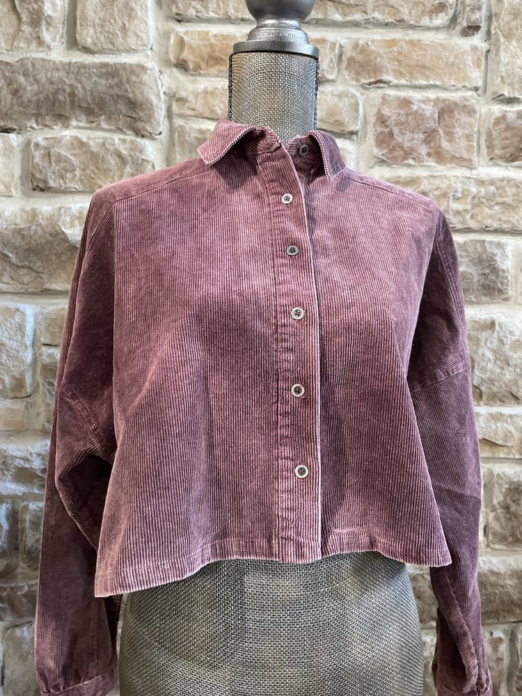 Blue B Plum Crop Corduroy Top