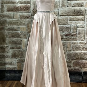 TLC Say Yes to the Prom Pink Satin Embellished Belted Strapless Dress