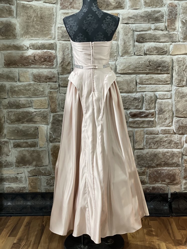 TLC Say Yes to the Prom Pink Satin Embellished Belted Strapless Dress