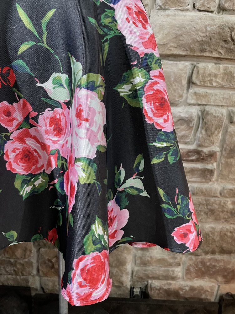 City Studio Floral Black Lace Two Piece Dress