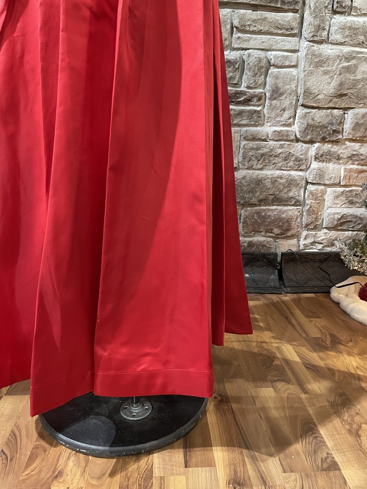 B Darlin Red Halter Box Pleat Gown w/ Pockets